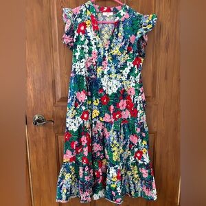 Entro: Vibrant Floral Tiered Midi Dress - Multi Color
